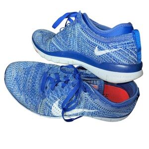 Nike Blue and White Flyknit Sneakers